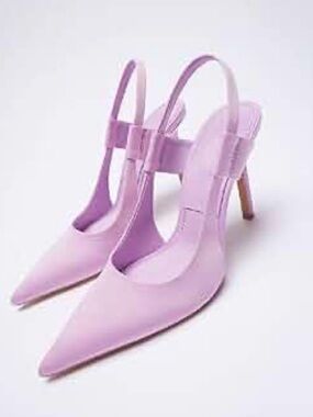 Zara Lilac Pointed-Toe Slingback Heels